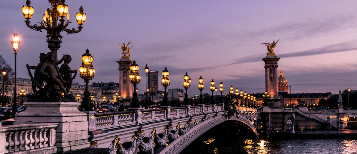 Iconic European city skyline with historic architecture and river